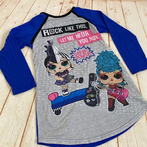 LOL Surprise Rock Like This--Girl Power Blue/Gray/Black Nightgown Sleep Shirt - Picture 1 of 5